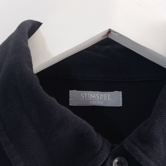 Sunspel Button Up Shirt - 100% Cotton Navy Shirt - Size Large - Picture 4 of 4